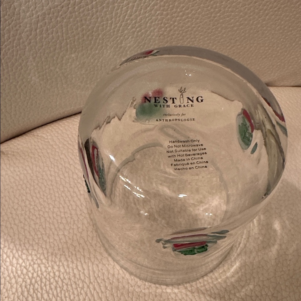 Anthropologie Festive Icon Juice Glass Christmas Holiday Snow globe NWT - Picture 4 of 8
